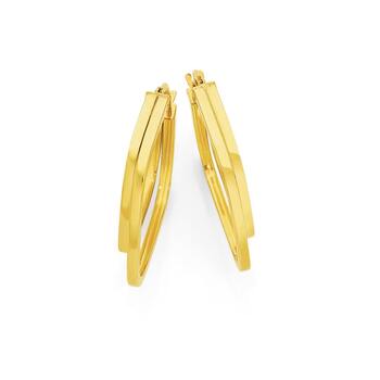 9ct Gold Double Kite Hoop Earrings