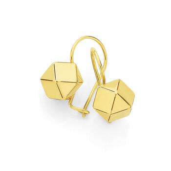 9ct Gold Prism Euro Drop Earrings