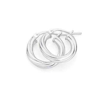 Silver 3X10mm Twist Tube Hoop Earrings