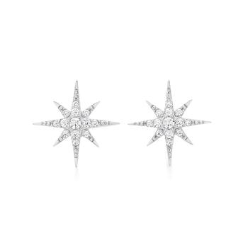 Silver CZ Magical Star Stud Earrings