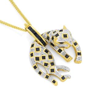9ct Gold Sapphire & Diamond Leopard Enhancer Pendant