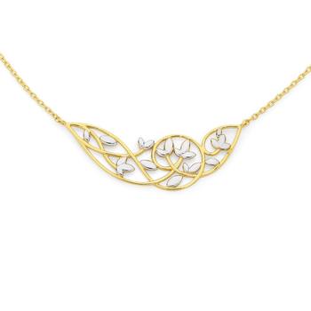 9ct Gold Two Tone 45cm Leaf Vine Trace Necklace