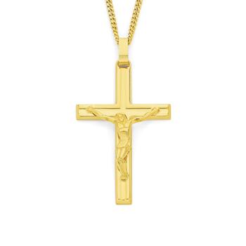 9ct Gold 45mm Curcifix Cross Pendant