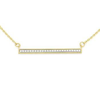 9ct Gold 45cm Stardust Glitter Pave Bar Trace Necklace