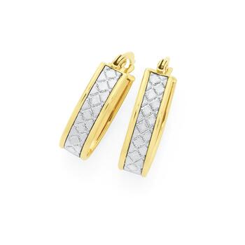 9ct Gold on Silver Stardust Glitter Oval Hoop Earrings