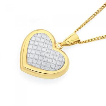9ct Gold on Silver Stardust Glitter Heart Pendant
