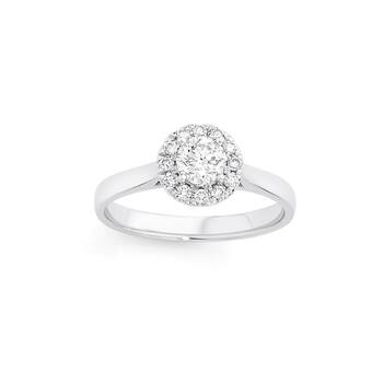 18ct White Gold Diamond Halo Style Ring