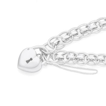 Silver Single Roller Puff Padlock Bracelet
