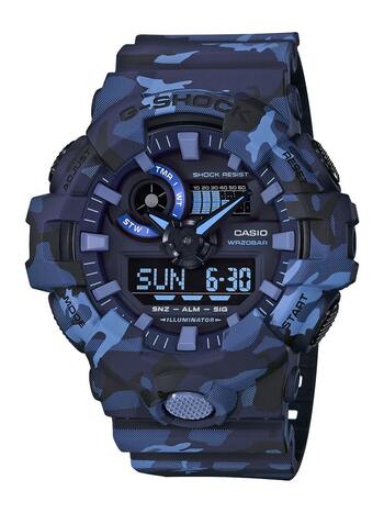 Casio G-Shock Blue Camouflage Men's Watch (Model: GA700CM-2A)