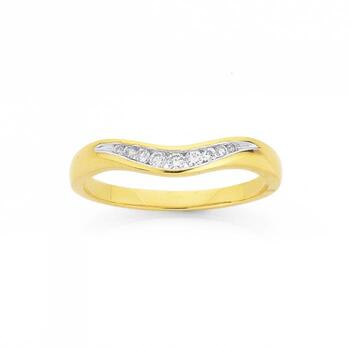9ct Gold Diamond Curved Anniversary Band