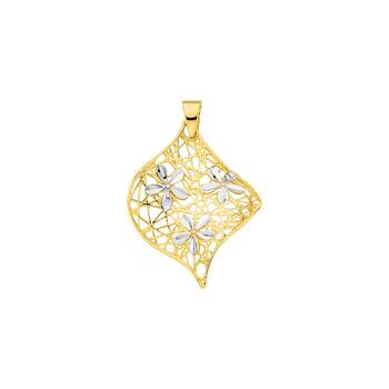 9ct Two Tone Marquise Shape Pendant