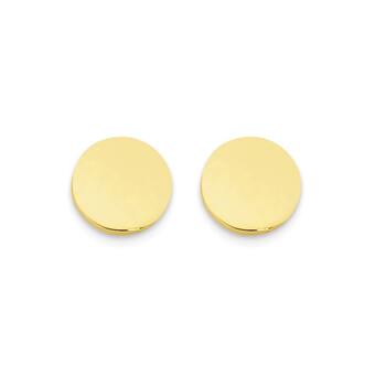 9ct Gold 8mm Disc Stud Earrings