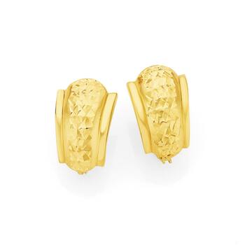 9ct Gold Tapered Half Hoop Huggie Earrings