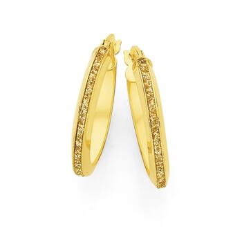 9ct Gold 15mm Stardust Glitter Hoop Earrings