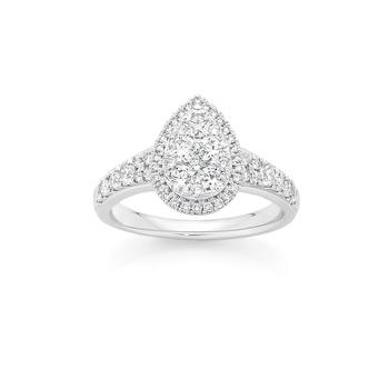 18ct White Gold Diamond Pear Shape Cluster Ring