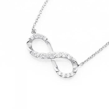 Sterling Silver Cubic Zirconia Horizontal Infinity Necklet