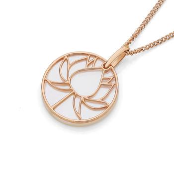 9ct Rose Gold White Mother of Pearl Lotus Flower Pendant