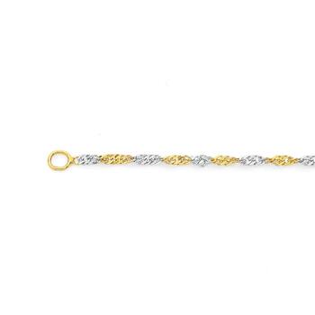 9ct Yellow & White Gold 45cm Solid Singapore Chain