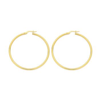 9ct Gold 2x40mm Hoop Earrings