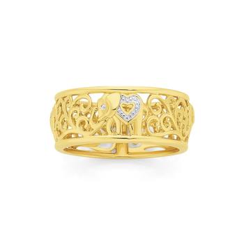 9ct Two Tone Gold Elephant Ring