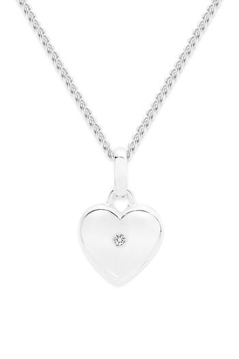 Silver 10mm 1 Point Diamond Heart Pendant