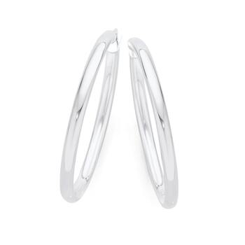 Italian Made 3x15mm Polished Tube Hoop Earrings