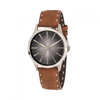 JAG Gents Hunter Silver Tone & Brown Leather Watch