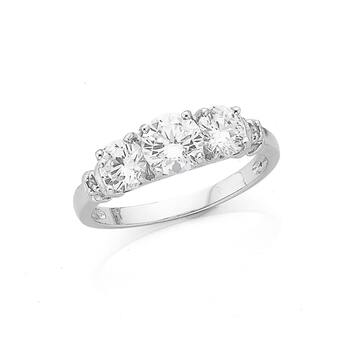 Sterling Silver Three Cubic Zirconia Ring