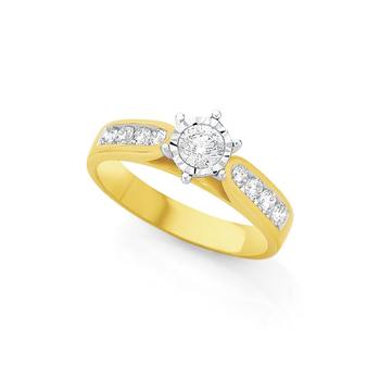 18ct Gold Diamond Shoulder Solitaire Ring