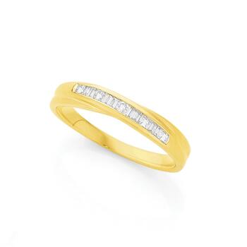 9ct Gold Diamond Crossover Dress Ring
