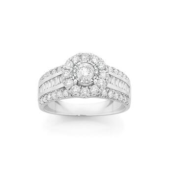 Limited Edition 9ct White Gold Diamond Halo Shoulder Set Ring