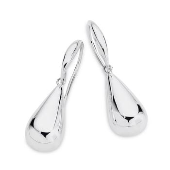 Silver Pear Drop Hook Earrings
