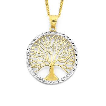 9ct Gold Two Tone Tree of Life Pendant