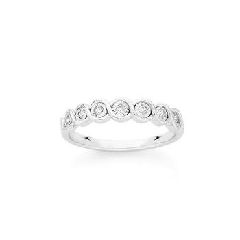 9ct White Gold Diamond Swirl Dress Ring