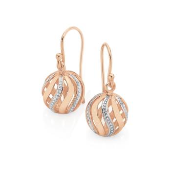 9ct Rose Gold Two Tone Drop Earrings