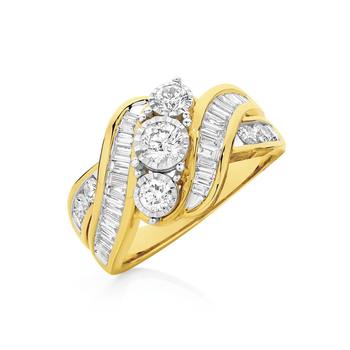 9ct Gold Diamond Trilogy Crossover Dress Ring