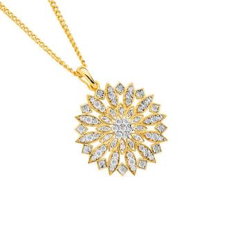 9ct Gold Diamond Large Starburst Pendant