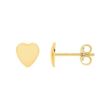 9ct Gold 6mm Heart Stud Earrings
