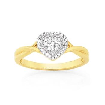 9ct Gold Diamond Heart Ring