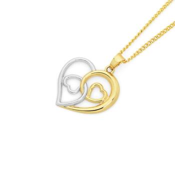 9ct Gold Two Tone 'Love in Harmony' Heart Pendant