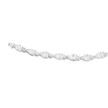 Silver Pear Cubic Zirconia Fancy Bracelet
