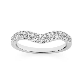 9ct White Gold Diamond Curved Two Row Band