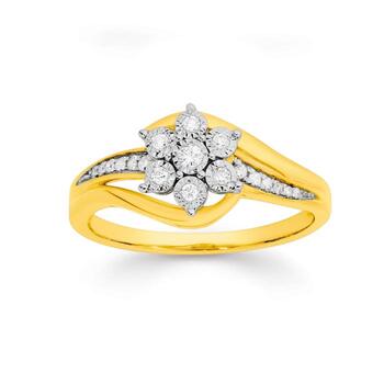 9ct Gold Diamond Flower Ring