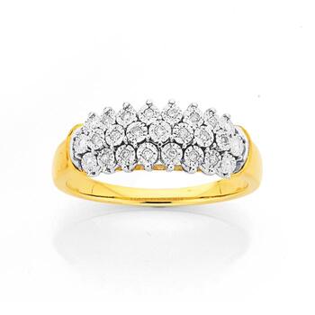9ct Gold Diamond Wide Dress Ring