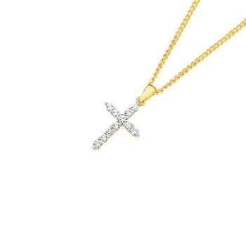 Alora 10ct Gold 1/3 Carat TW Lab Grown Diamond Cross Pendant
