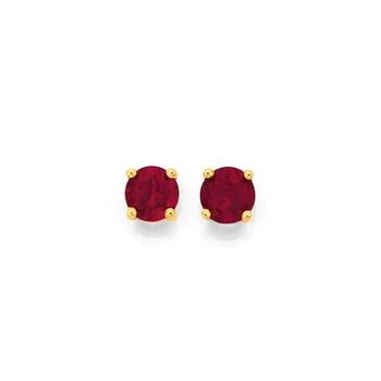 9ct Gold Created Ruby Stud Earrings