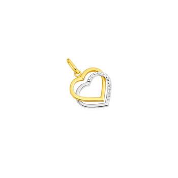 9ct Gold Two Tone Double Heart Pendant