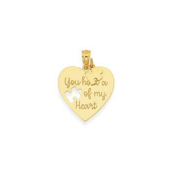 9ct Gold 18mm Puzzle Message Heart Plate Pendant
