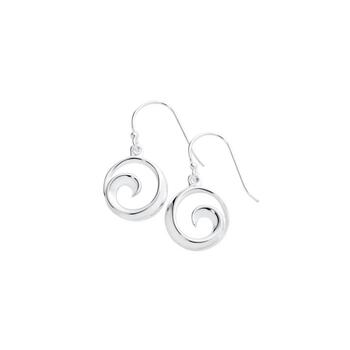 Sterling Silver Open Swirl Hook Drop Earrings
