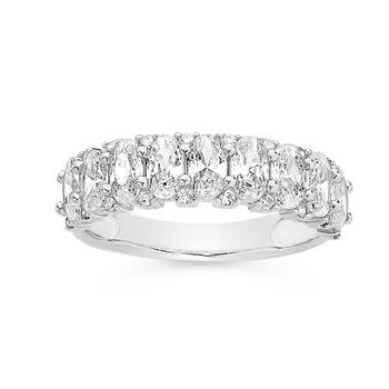 Sterling Silver 10 Oval Cubic Zirconia Anniversary Ring